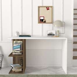 DIMAS písací stôl, biela/orech