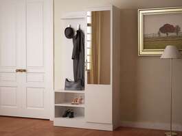 AZURITA predsieňová stena so zrkadlom, biela