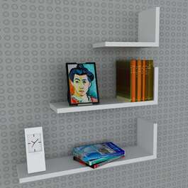 KATORI 3 závesné police, biela