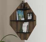 OMURA rohová nástenná polica, orech/čierna