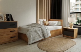 Posteľ s roštom 90x200 cm BOXBY, dub artisan/satin