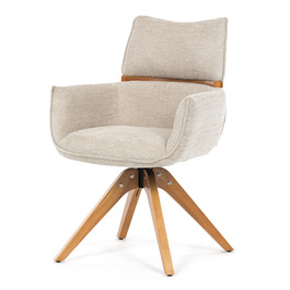 DCH-D1348 CRM2 - Stolička jedálenská, béžová látka, 360 ° vratný mechanizmus, masív jaseň