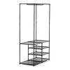 GD-172 BK - Stojan na šaty dvojramenný so štyrmi policami, čierna farba, kov / plast, chróm