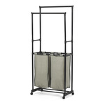 GD-176 BK - Vešiak dvojramenný s košom na bielizeň, čierny plast.