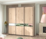 Šatníková skriňa s posuv. dverami 240 NENA dub raya/zrkadlo