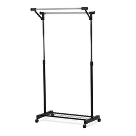 84511 BK - Stojan na šaty s výklopným ramenom, čierna farba, kov / plast, chróm