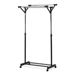 84521 BK - Stojan na šaty s výklopnými ramenami, čierna farba, kov / plast, chróm