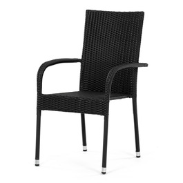 AZC-S2113 BK - Stolička záhradná, čierny umelý ratan, kov, stohovateľná.