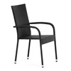 AZC-S2113 BK - Stolička záhradná, čierny umelý ratan, kov, stohovateľná.