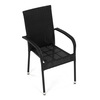 AZC-S2113 BK - Stolička záhradná, čierny umelý ratan, kov, stohovateľná.