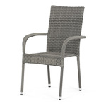 AZC-S2114 GREY - Stolička záhradná, šedý umelý ratan, kov, stohovateľná.