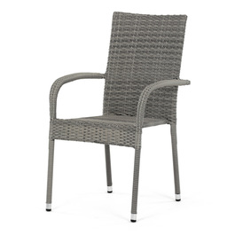 AZC-S2114 GREY - Stolička záhradná, šedý umelý ratan, kov, stohovateľná.