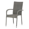 AZC-S2114 GREY - Stolička záhradná, šedý umelý ratan, kov, stohovateľná.