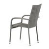 AZC-S2114 GREY - Stolička záhradná, šedý umelý ratan, kov, stohovateľná.