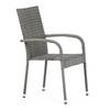 AZC-S2114 GREY - Stolička záhradná, šedý umelý ratan, kov, stohovateľná.