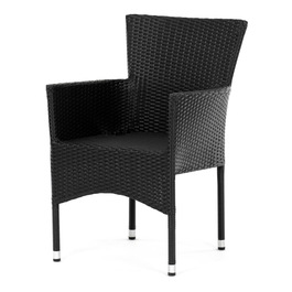 AZC-S2117 BK - Stolička záhradná, čierny umelý ratan, kov, stohovateľná.