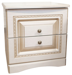 AJAX 2ks nočných stolíkov, biele drevo/patina