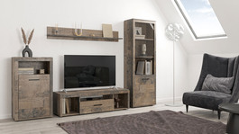 ZOUMI 1 obývacia stena, dub grunge colonial