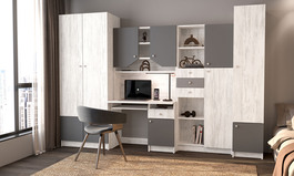JORF zostava do detskej izby, light artwood/grafit
