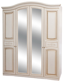 AJAX šatníková skriňa 4D, biele drevo/patina