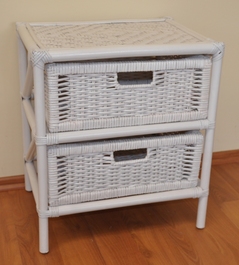Ratanová komoda 2 zásuvky ratan biela typ II