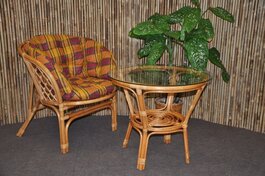 Ratanová sedacia súprava Bahama 1+1 medová, polster okrový MAXI