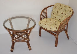 Ratanová sedacia súprava Bahama 1+1 hnedá, polster oliver