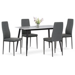ASE-1004 GREY2 - Jedálenský set 1+4, stôl 130x70, doska spekaný kameň v imitácii bieleho matného mramoru, stolička šedá látka, čierny lak