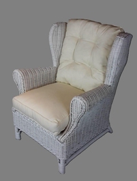 Ratanové kreslo ušiak biele polstr biely FL