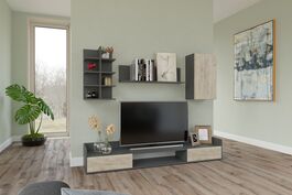 Obývacia zostava ENBRUN antracit/dub kraft sivý