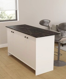 VENTURI kuchynský ostrovček s ÚP pod PD, biela/čierny mramor