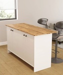 VENTURI kuchynský ostrovček s ÚP pod PD, biela/borovica