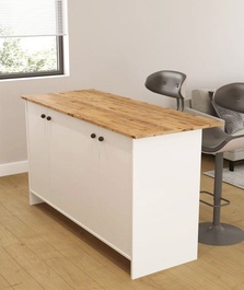 VENTURI kuchynský ostrovček s ÚP pod PD, biela/borovica