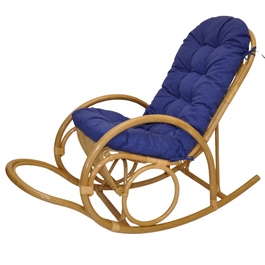 Ratanové hojdacie kreslo Jenaira medové polster modrý melír