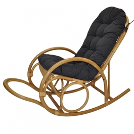 Ratanové hojdacie kreslo Jenaira medové polster tmavo šedý melír