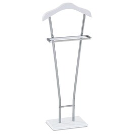 83499-04 WT - Nemý sluha, výška 110 cm, kov a masív, biely lak a chróm, nosnosť 6 kg