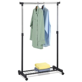 ABD-1210 BK - Stojan na šaty s odkladačom na topánky, chróm / čierna