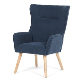 AK-314 BLUE2 - Kreslo, poťah modrá menčestrová látka, drevené nohy, masív kaučukovník