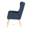 AK-314 BLUE2 - Kreslo, poťah modrá menčestrová látka, drevené nohy, masív kaučukovník