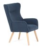 AK-314 BLUE2 - Kreslo, poťah modrá menčestrová látka, drevené nohy, masív kaučukovník