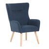 AK-314 BLUE2 - Kreslo, poťah modrá menčestrová látka, drevené nohy, masív kaučukovník