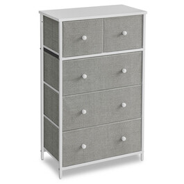 AUK-E1051 GREY - Komoda, 56x30x93?cm, MDF, kov, netkaná textilie