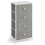 AUK-E1031 GREY - Komoda, 45x30x92?cm, MDF, kov, netkaná textília, biela, biela, šedá