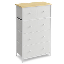 AUK-E1051 WT - Komoda, 56x30x93 cm, MDF, kov, netkaná textília