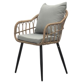AZ-F1406 NAT - Stolička záhradná,kov,umelý ratan, látka sivá