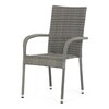 AZC-S2114 GREY - Stolička záhradná, šedý umelý ratan, kov, stohovateľná.