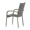 AZC-S2114 GREY - Stolička záhradná, šedý umelý ratan, kov, stohovateľná.