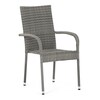 AZC-S2114 GREY - Stolička záhradná, šedý umelý ratan, kov, stohovateľná.
