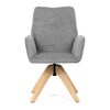 DCH-C2148 SIL2 - Jedálenská stolička s lakťovými opierkami, svetlo šedá vodeodpudivá látka, dubové nohy, otočná 360°