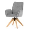 DCH-C2148 SIL2 - Jedálenská stolička s lakťovými opierkami, svetlo šedá vodeodpudivá látka, dubové nohy, otočná 360°